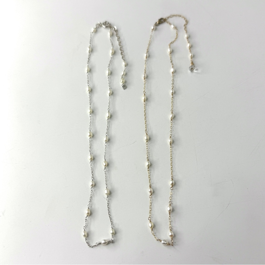 Floating Small White Pearl Necklace, 14k Gold Filled Or Sterling Silver